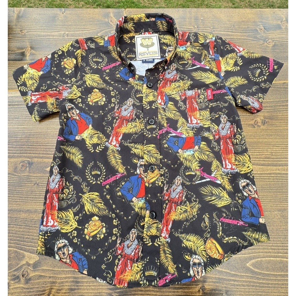 Ric Flair Shirt Toddler 3T WWE Button Up Black Gold RSVLTS Boys